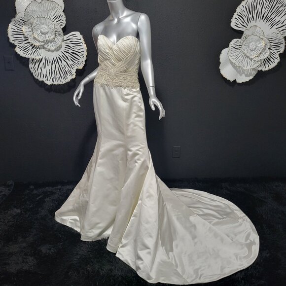 NWT~$1850~CB COUTURE~6/8~IVORY STRAPLESS MERMAID FIT & FLARE WEDDING DRESS - Picture 10 of 16